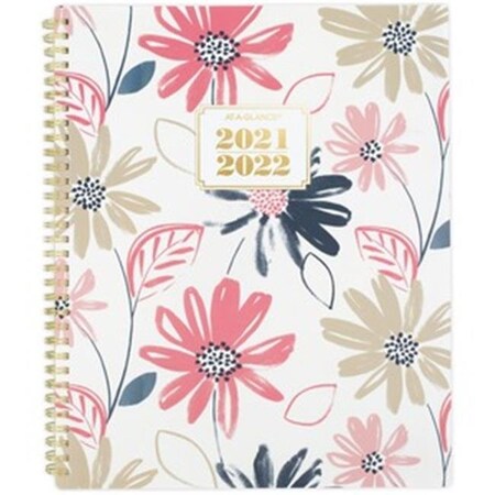 Acco Acco Brands AAG1535F905A 9 x 11 in. Week & Month Glance Badge Floral Academic Planner; Gold AAG1535F905A